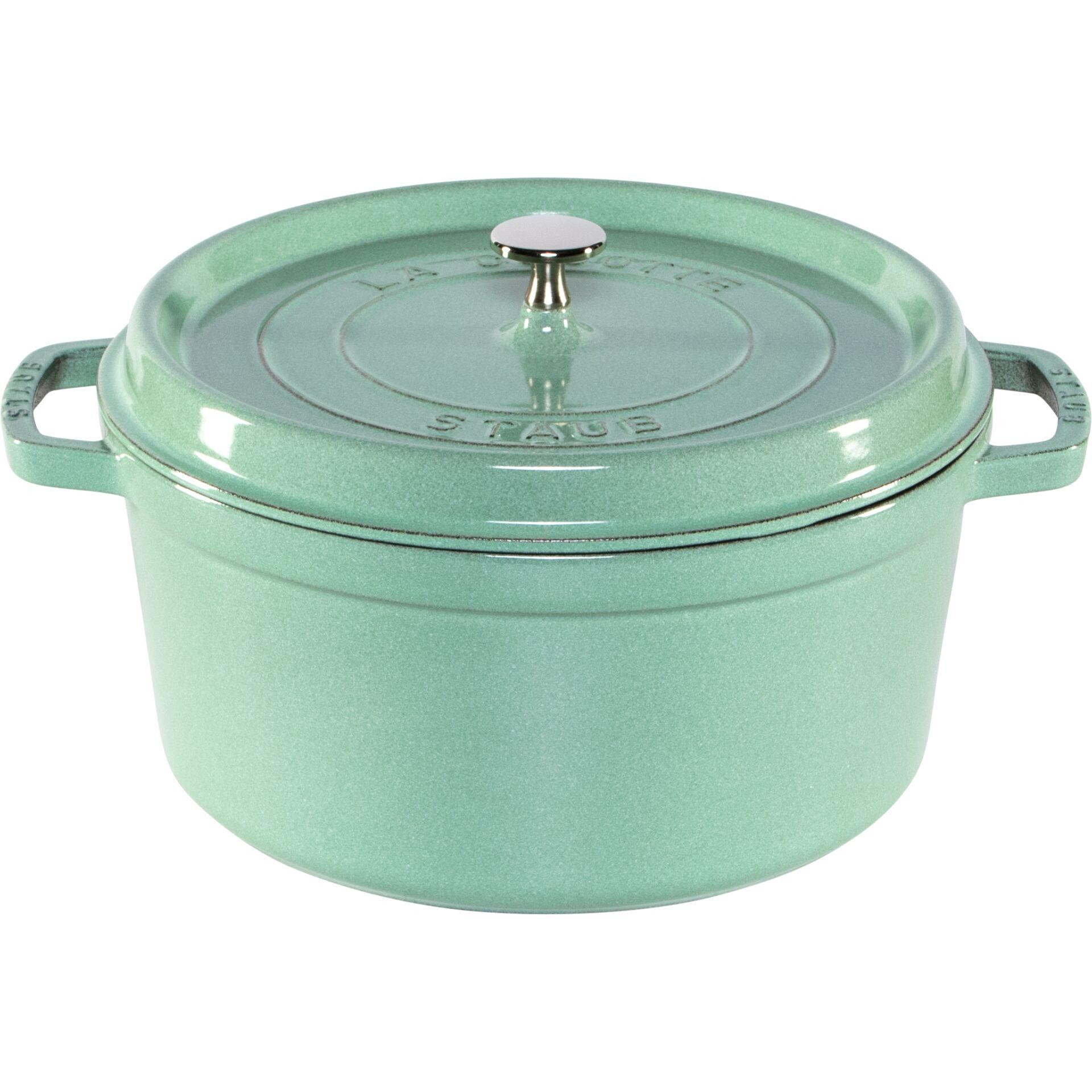Staub La Cocotte 28cm rund, salbei, Gusseisen