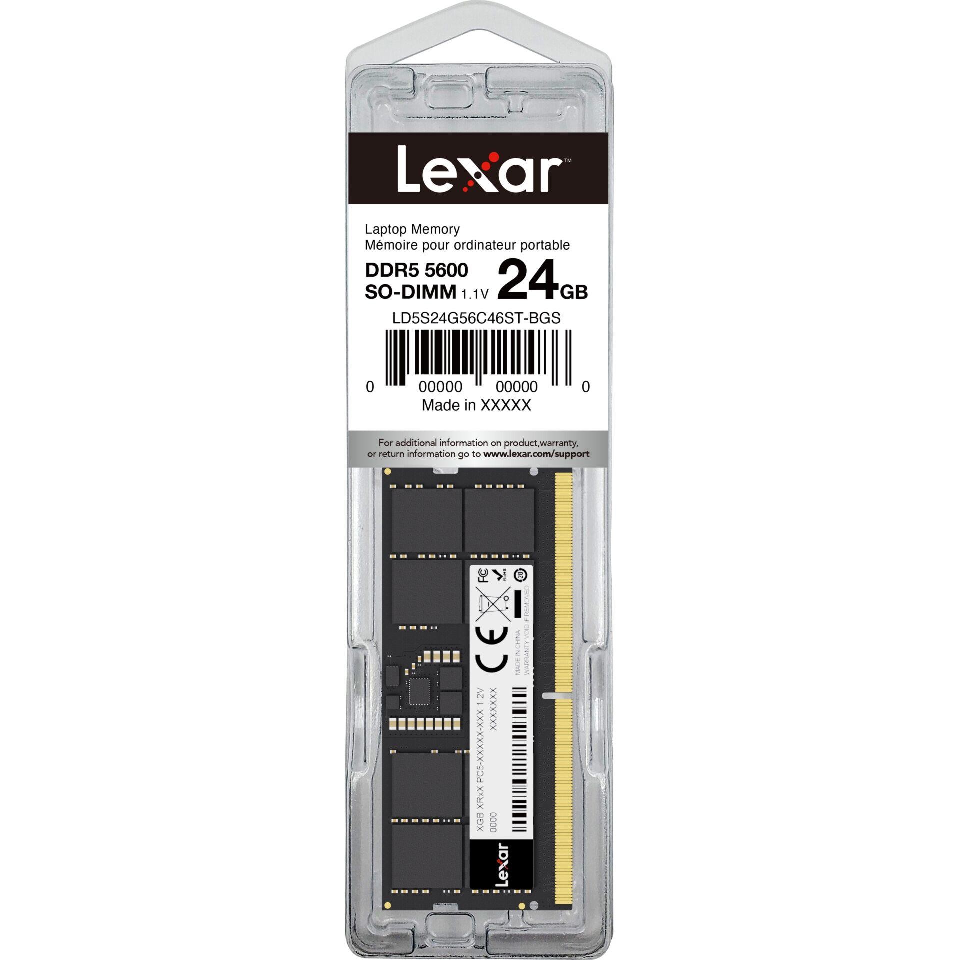 Lexar 24GB DDR5 5600Mhz SO-DIMM 262pin CL46 LD5S24G56C46ST-BGS