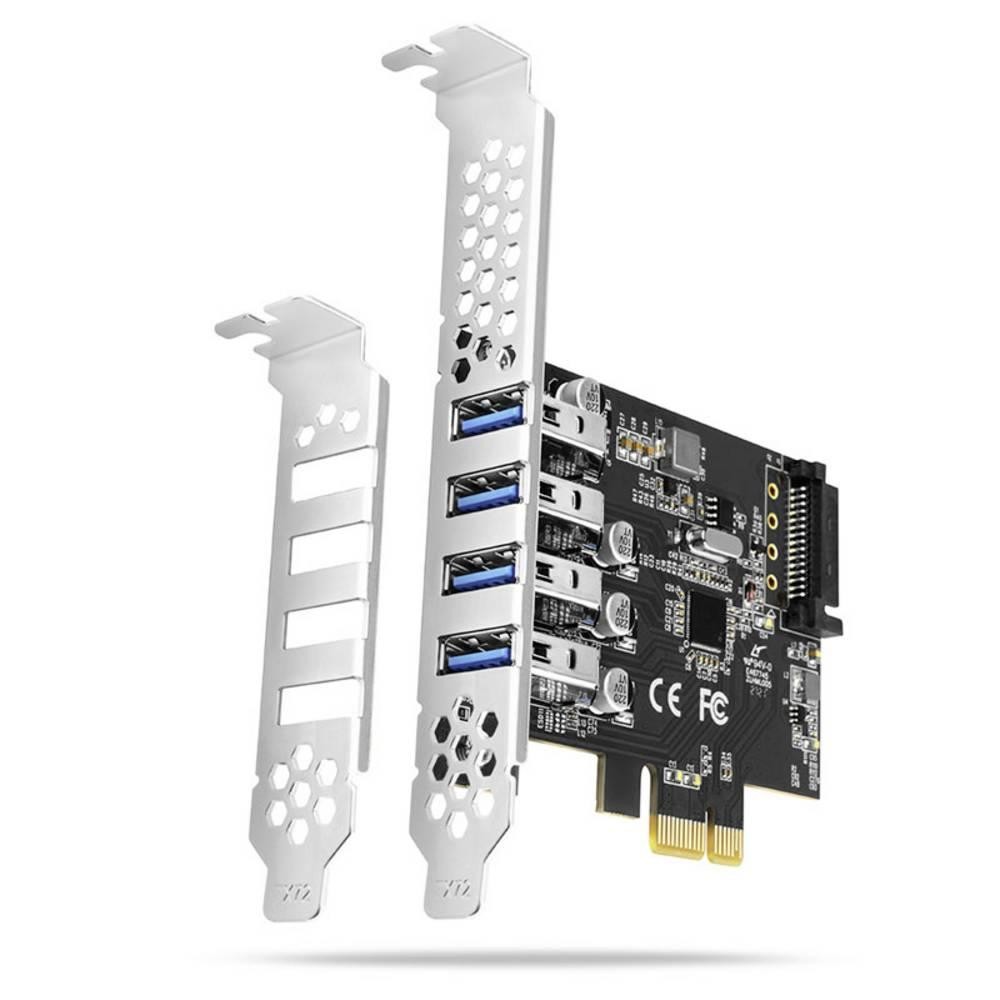 Axagon PCEU-43RS PCIe card - 4x USB 5 Gbps port, dual power, Renesas
