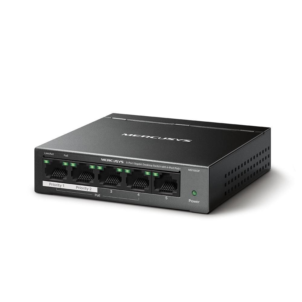 TP-Link Mercusys MS105GP(NV) 5-Port Gigabit Desktop Switch 4-Port PoE+