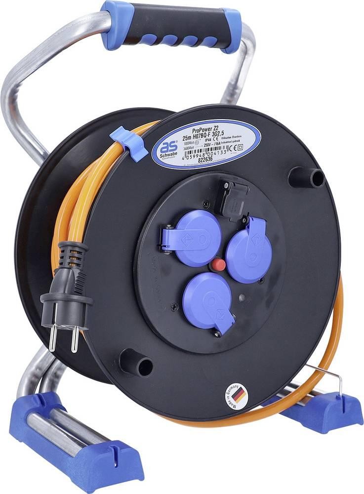 AS Schwabe 822636 Kabeltrommel 25m Orange Schutzkontakt-plug