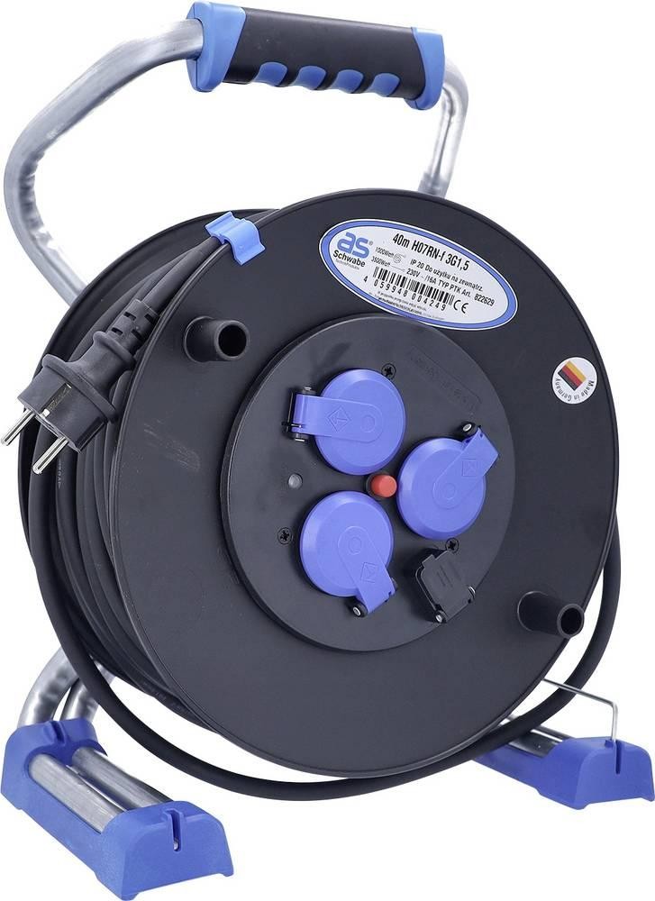 AS Schwabe 822629 Kabeltrommel 40m black Schutzkontakt-plug