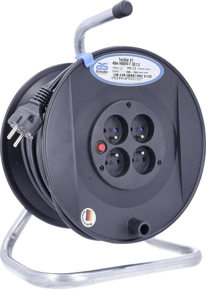 AS Schwabe 811102 Kabeltrommel 40m black Schutzkontakt-plug