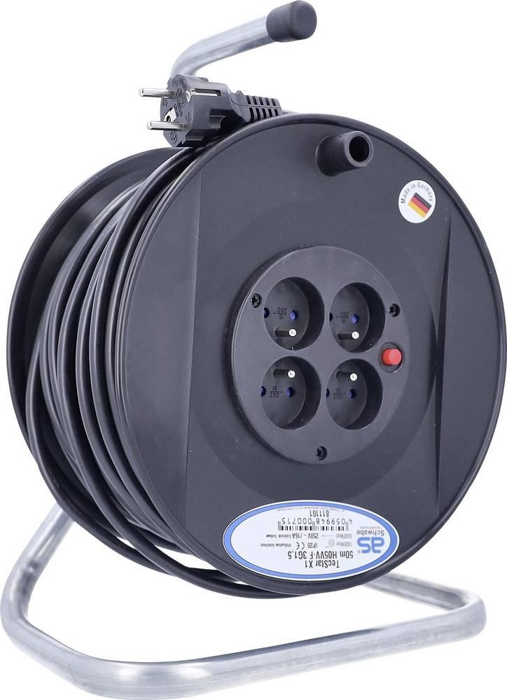 AS Schwabe 811101 Kabeltrommel 50m black Schutzkontakt-plug