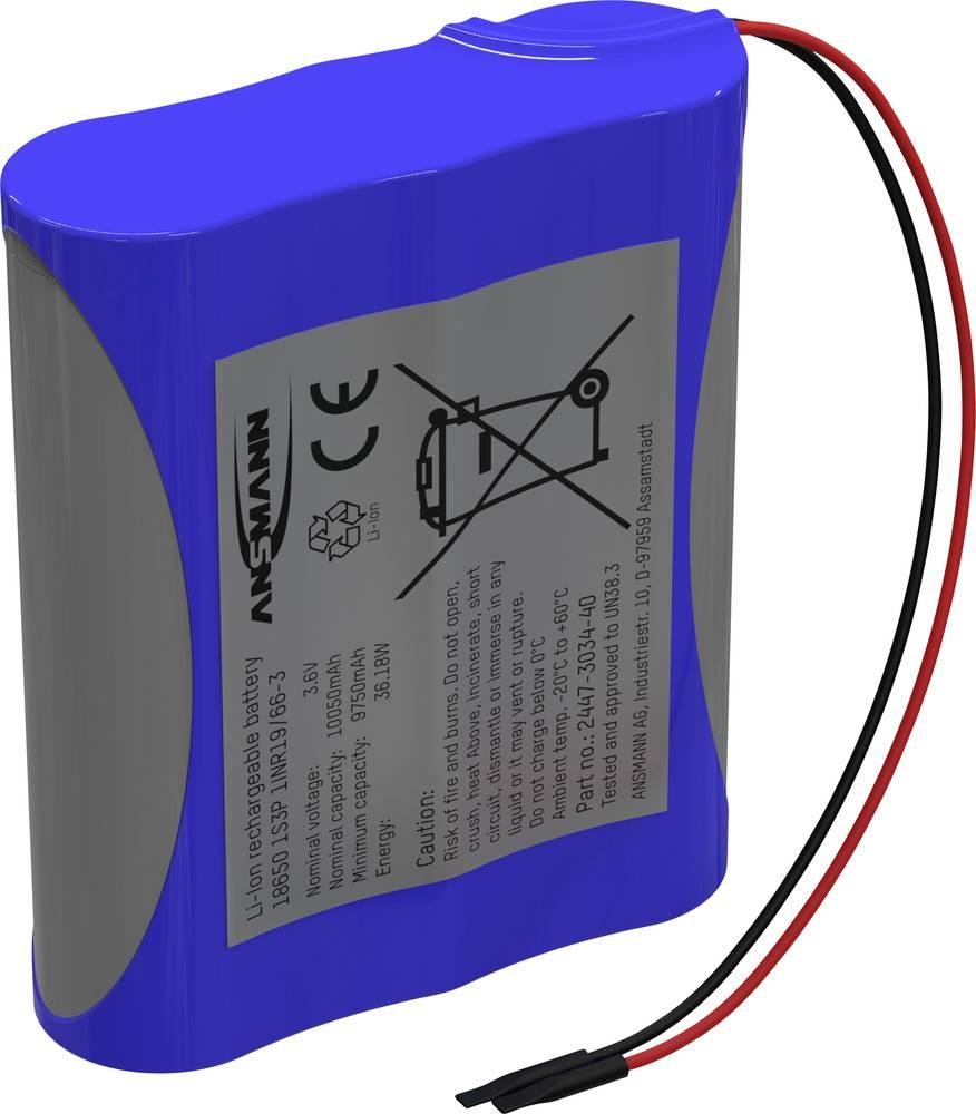 Ansmann 1S3P Akkupack 3x 18650 cable Li-Ion 3.6V 10050 mAh