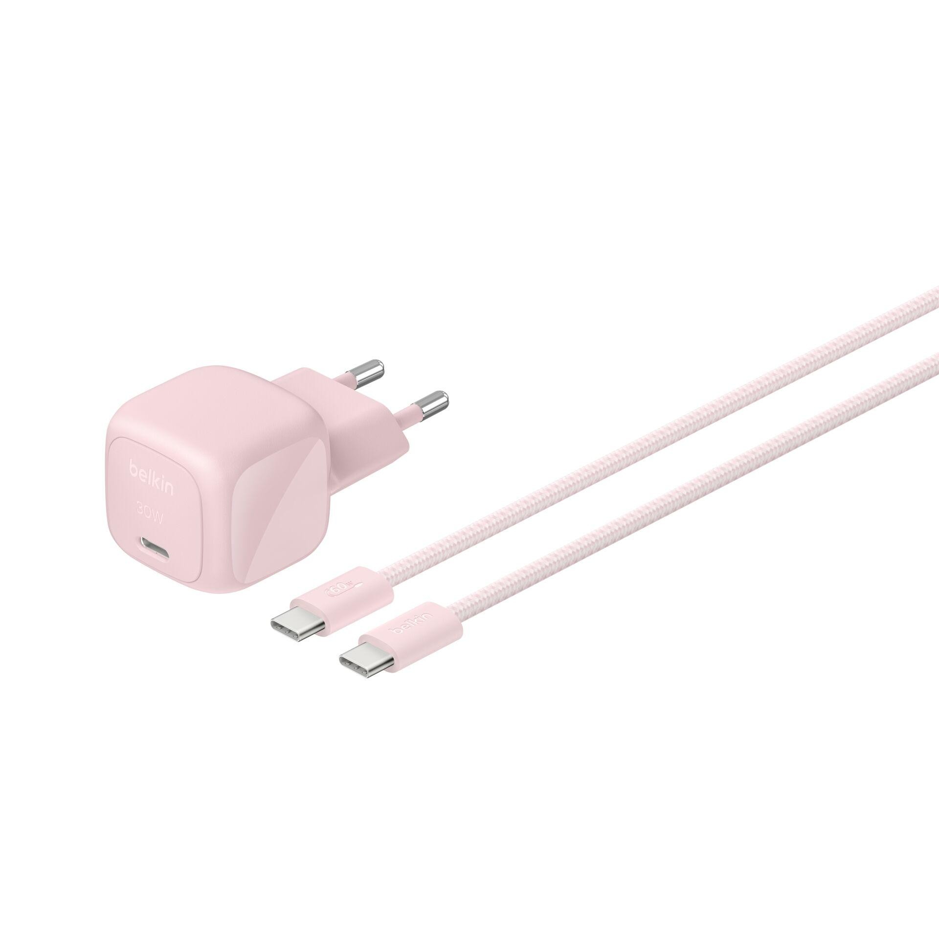 Belkin BoostCharge 30W USB PD charger with PPS USB-C, blush