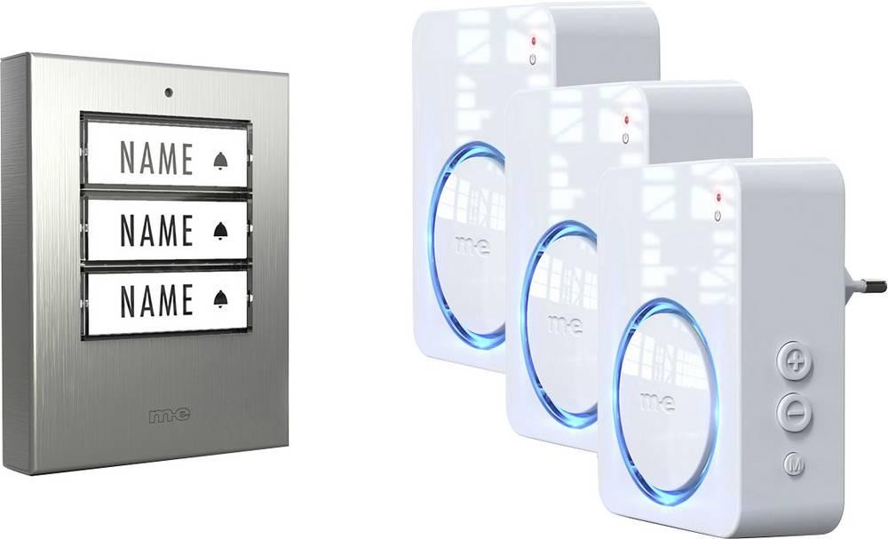 m-e modern-electronics 100171 Funkklingel Komplett-Set beleuchtet,