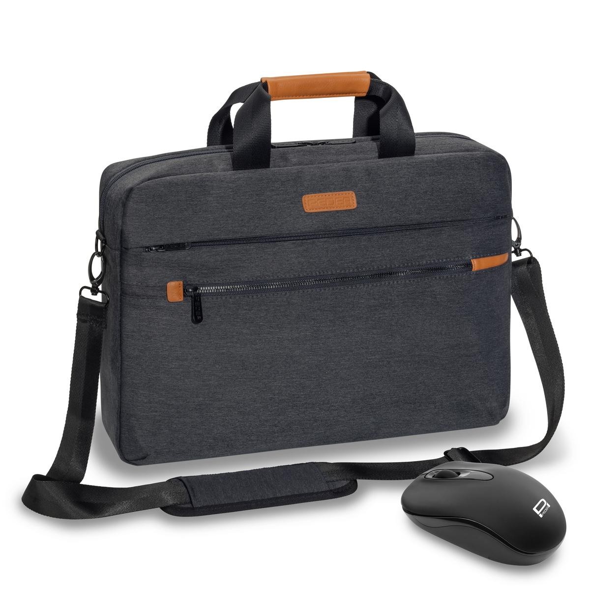 PEDEA Notebookcase "ELEGANCE" Pro 39,6cm (15,6") grey + Maus