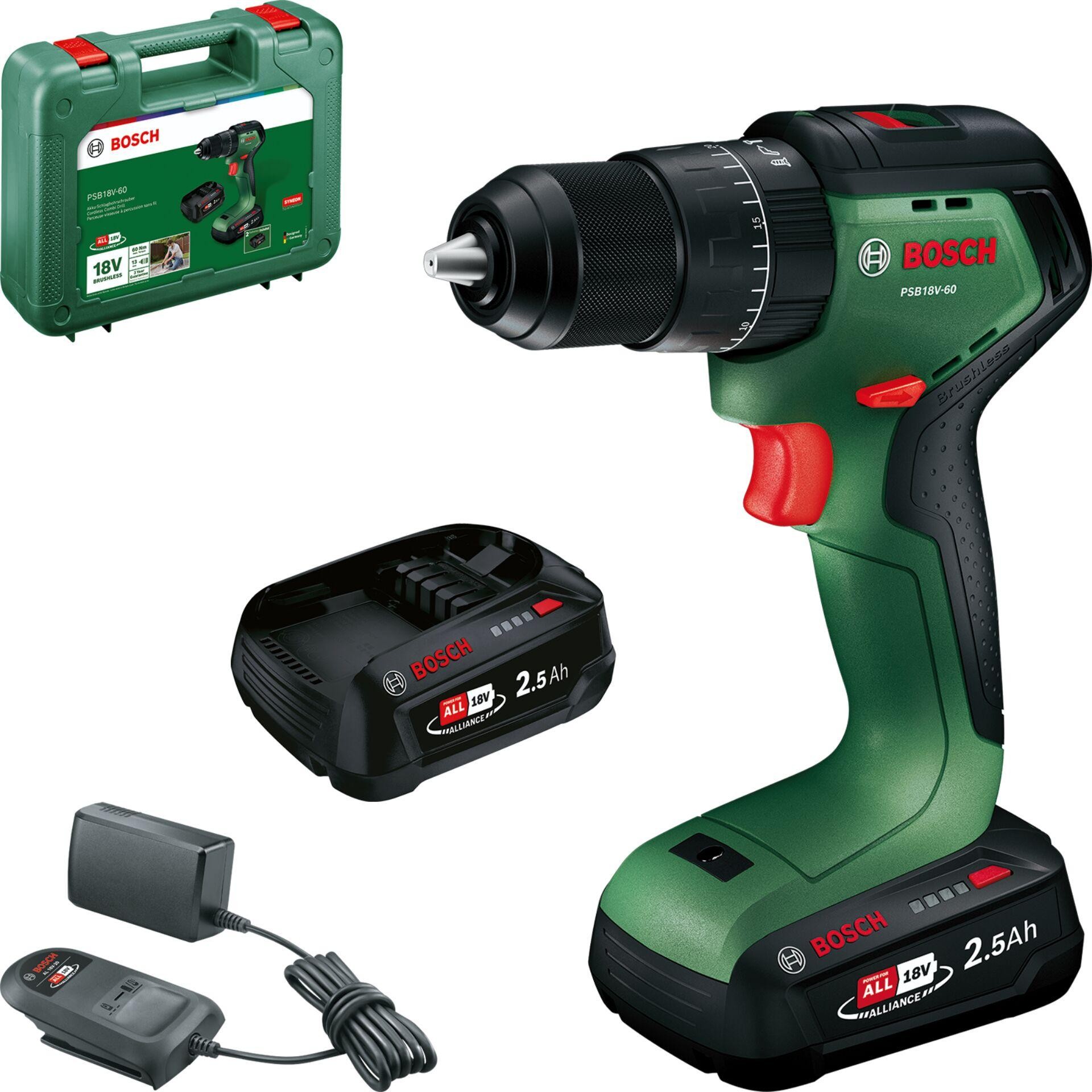 Bosch PSB18V-60 (2x2,5Ah, CC) Akku-Schlagbohrschrauber