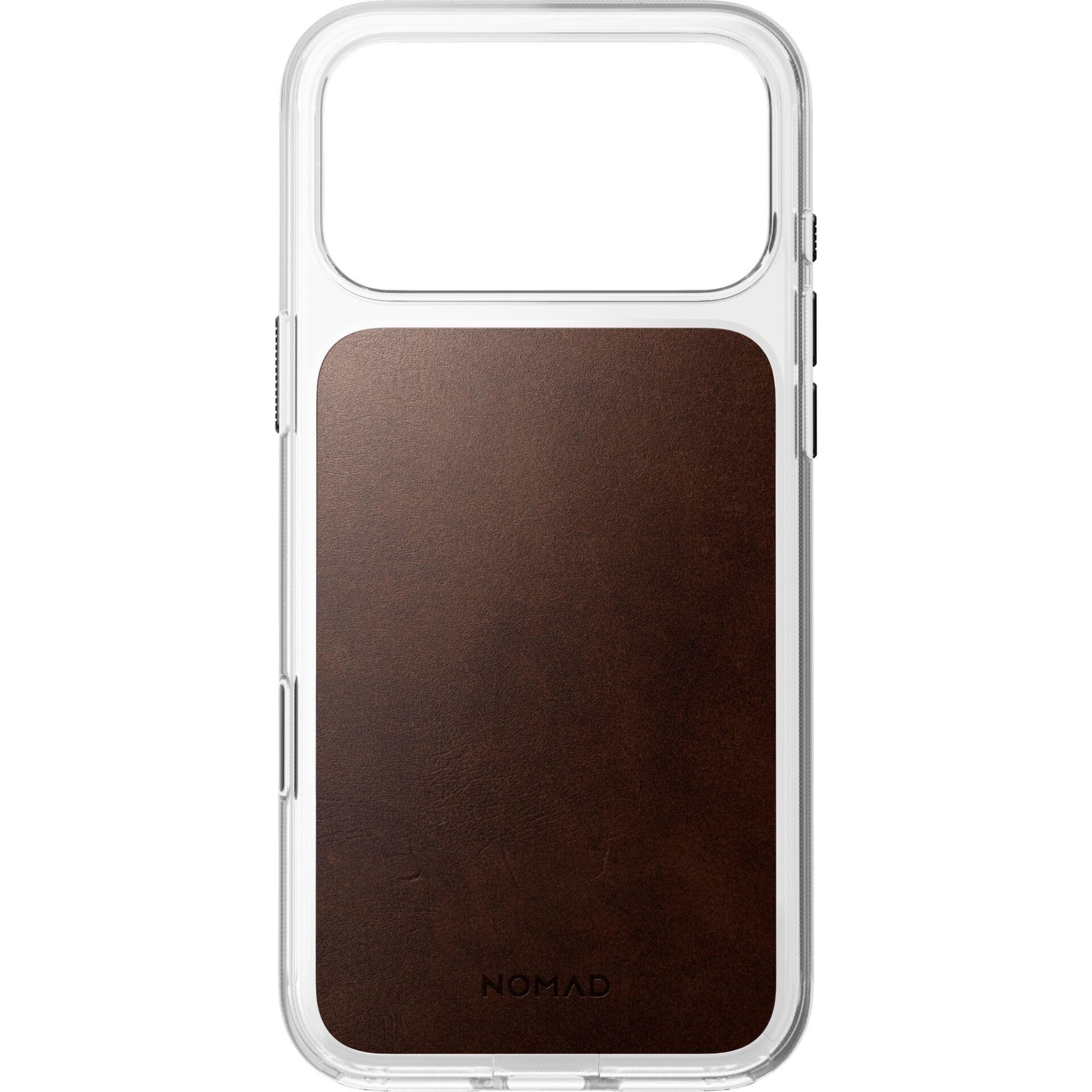 Nomad Clear Leather Case iPhone 18 Pro Max Rustic Brown Hw.