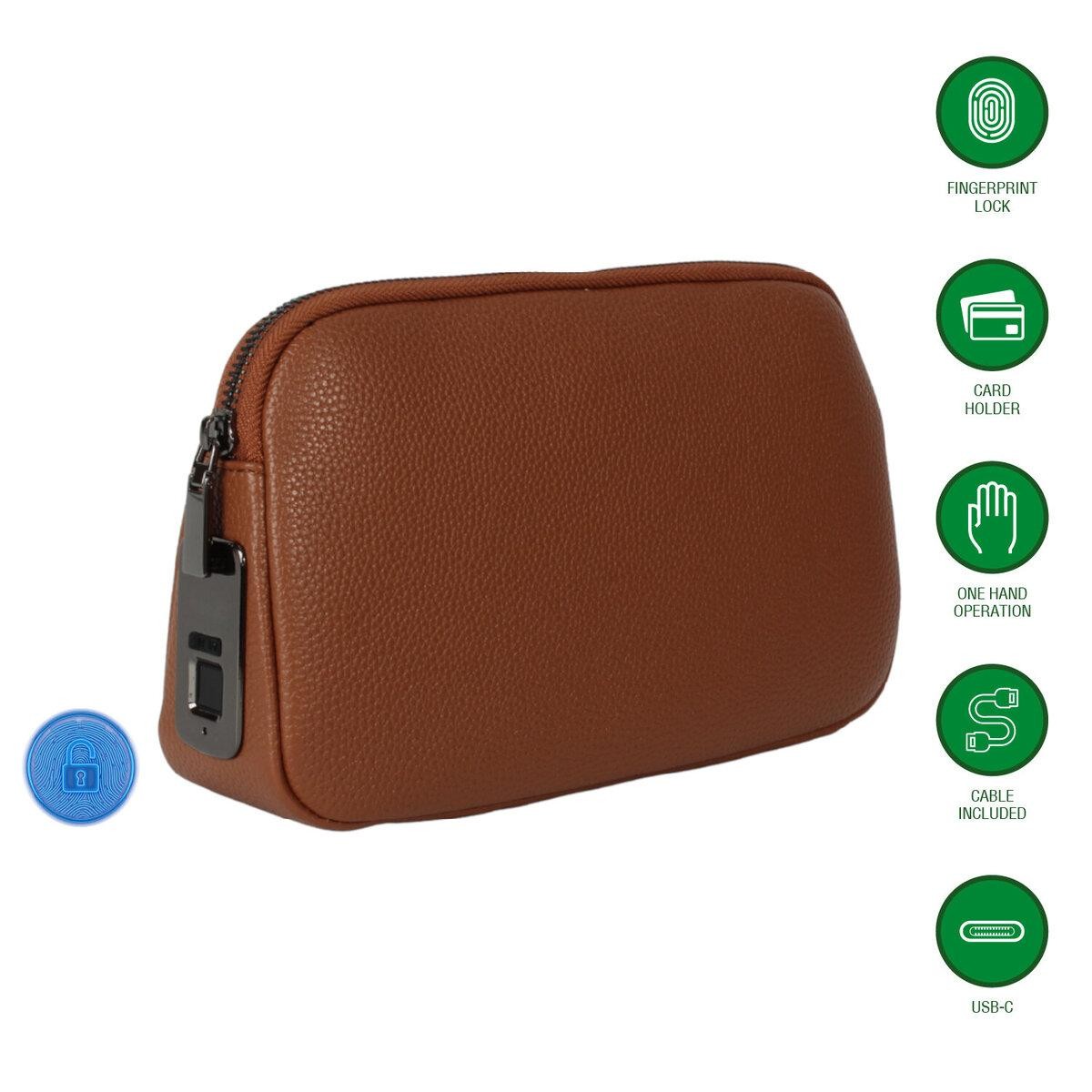 4smarts Tech-Clutch Secure with Fingerabdruck-Schloss, brown