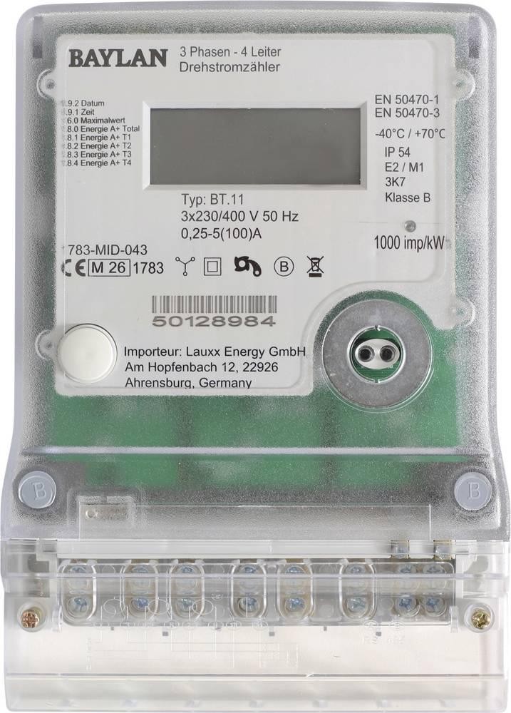 Counttec BT.11 32023 Drehstromzähler digital 5A MID-konform: Ja 1 pc(