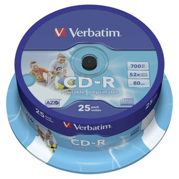 Product image of the product “Verbatim CD-R AZO Wide Inkjet Printable 700 MB 25 pc(s) ”