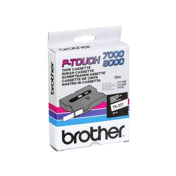 Image du produit “Brother TX-221 ruban d'étiquette Noir sur blanc ”