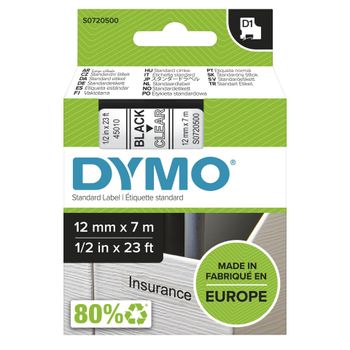 Image du produit “DYMO D1 - Standard Étiquettes - Noir sur transparent - 12mm x 7m ”