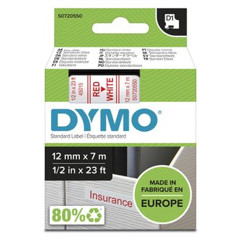 Image du produit “DYMO D1 - Standard Étiquettes - Rouge sur blanc - 12mm x 7m ”