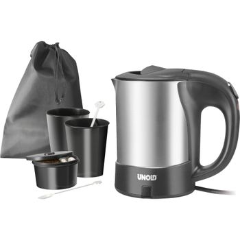 Product image of the product “Unold Travel Kettle, 0.5 Litre, 1000 W, Stainless Steel/Black ”
