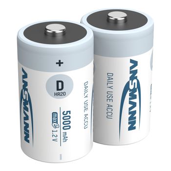 Product image of the product “Ansmann Blister 2 X Akku NiMH Mono/D 5000 mAh D / HR20 Nickel-Metal Hydride (NiMH) ”