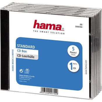 Product image of the product “Hama CD Jewel Case Standard, Pack 5 C-shell case 1 discs Black, Transparent ”
