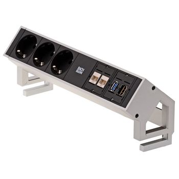 Product image of the product “Bachmann 902.502 power strip 3fach black, Aluminium Wielandplug 1 St. ”