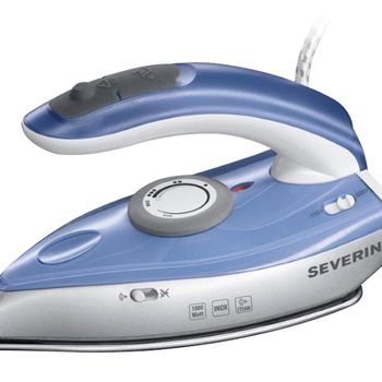 Product image of the product “SEVERIN TRAVEL STEAM IRON BA 3234/silver-blue, 1000W, 50ml water tank and foldable handle  ”