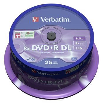 Artikelbild des Artikels “1x25 Verbatim DVD+R Double Layer 8x Speed, 8,5GB matt silver “