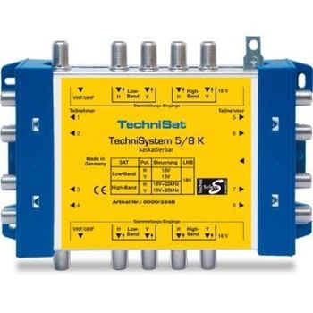 Artikelbild des Artikels “TechniSat Technisystem 5/8 K, Kaskade SAT Multischalter Kaskade Eingänge (Multischalter): 5 (4 SAT/1 terrestrisch) “