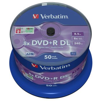 Product image of the product “Verbatim DVD+R Double Layer 8x Matt Silver 50pk Spindle ”