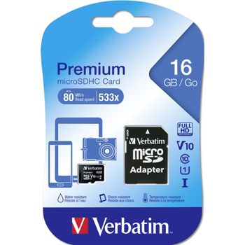 Artikelbild des Artikels “Verbatim MICRO SDHC 16GB CL 10 ADAP microSDHC-Karte 16 GB Class 10 inkl. SD-Adapter “