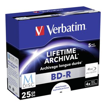 Artikelbild des Artikels “Verbatim 43823 M-DISC Blu-ray Rohling 25 GB 5 St. Jewelcase Bedruckbar “