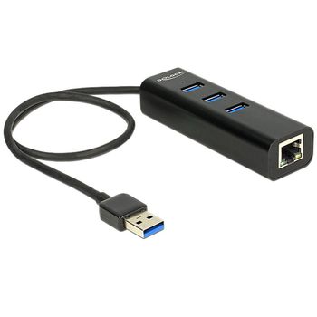 Product image of the product “DeLOCK USB 3.0 Hub 3 Port + 1 Port Gigabit LAN 10/100/1000 Mbps ”