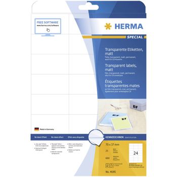 Artikelbild des Artikels “Herma 4685 Folien-Etiketten 70 x 37mm Polyester-Folie Transparent 600 St. Permanent haftend Farblaserdrucker, Laserdrucker “