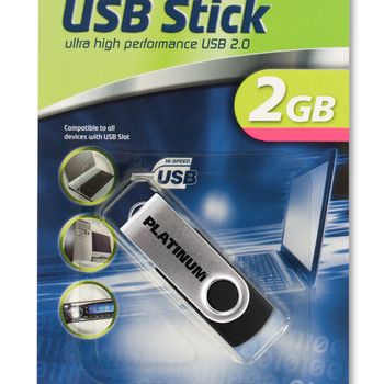 Image du produit “Platinum TWISTER lecteur USB flash 2 Go USB Type-A 2.0 Noir, Argent ”