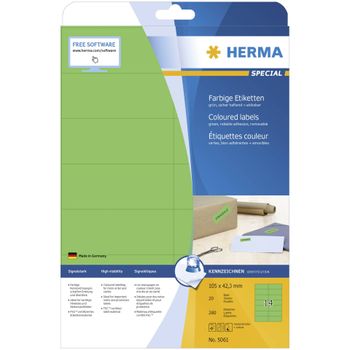 Artikelbild des Artikels “Herma 5061 Universal-Etiketten 105 x 42.3mm Papier Grün 280 St. Permanent haftend Tintenstrahldrucker, Laserdrucker “