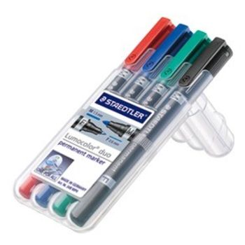 Artikelbild des Artikels “Staedtler Lumocolor duo 348 WP4 Permanentmarker Rot, Blau, Grün, Schwarz wasserfest: Ja “