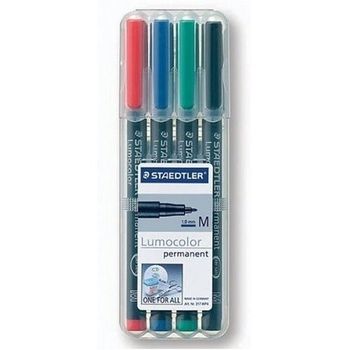 Artikelbild des Artikels “Staedtler Lumocolor permanent M DRY SAFE 317 WP4 Permanentmarker Rot, Blau, Grün, Schwarz wasserfest: Ja “