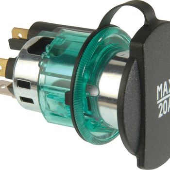 Artikelbild des Artikels “ProCar Power-Steckdose mit Spannhülse grün Belastbarkeit Strom max.=20A Passend für (Details) Zigarettenanzünderstecker “
