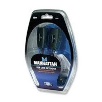 Product image of the product “Manhattan USB-A Line Extender, for use with RJ45 network cable (not included), extends USB Device up to 60m, bus power, Cat5e/Cat6/Cat6A RJ45 network cables suitable, Black, Three Year Warranty ”
