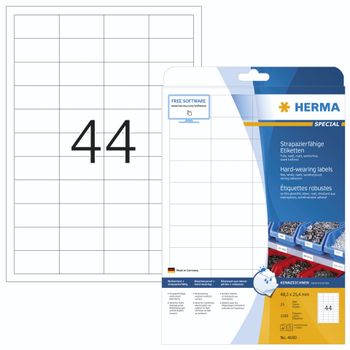 Product image of the product “HERMA Labels hard-wearing A4 48.3x25.4 mm white strong adhesion film matt weatherproof 1100 pcs. ”