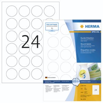 Product image of the product “HERMA Removable labels A4 Ø 40 mm round white Movables/removable paper matt 2400 pcs. ”