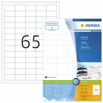 Product image of the product “HERMA Labels Premium A4 38.1x21.2 mm white paper matt 6500 pcs. ”
