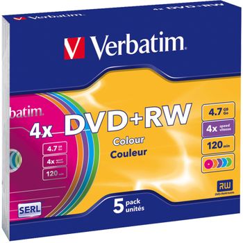 Artikelbild des Artikels “Verbatim 43297 DVD+RW Rohling 4.7GB 5 St. Slimcase Farbig “