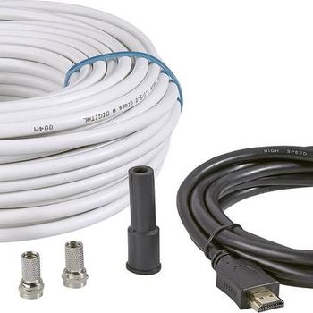 Product image of the product “BKL Electronic SAT connection cable [1x F-Stecker, HDMI-plug - 1x F-Stecker, HDMI-Stecker] 25.00m 90 dB black, white ”