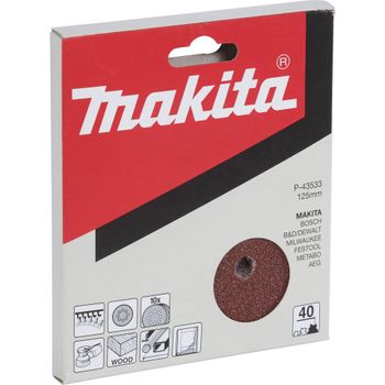 Product image of the product “Makita P-43533 Exzenterschleifpapier with Klett Körnung (num) 40 (Ø) 125 mm 10 St. ”