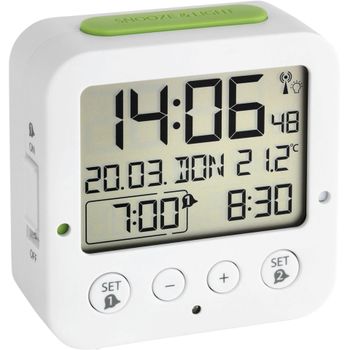 Image du produit “TFA Dostmann 60.2528.02 Funk reveil blanc, verde Alarmzeiten 2 ”