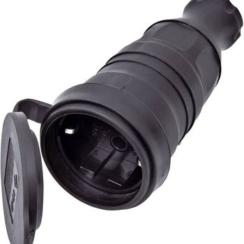 Product image of the product “InterBär 9005-004.01 Schutzkontaktkupplung Gummi 230V black IP44 ”