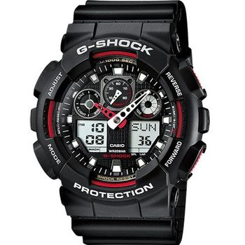 Artikelbild des Artikels “Casio Armbanduhr GA-100-1A4ER (B x H) 51.20mm x 55mm Schwarz, Rot Gehäusematerial=Kunstharz Material (Armband)=Kunstharz “