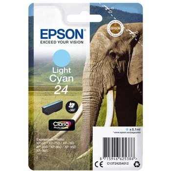 Product image of the product “Epson Elephant Singlepack Light Cyan 24 Claria Photo HD Ink ”