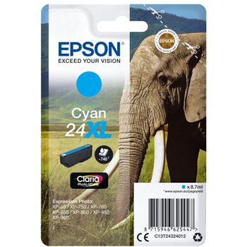 Product image of the product “Epson Elephant Singlepack Cyan 24XL Claria Photo HD Ink ”