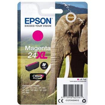 Product image of the product “Epson Elephant Singlepack Magenta 24XL Claria Photo HD Ink ”